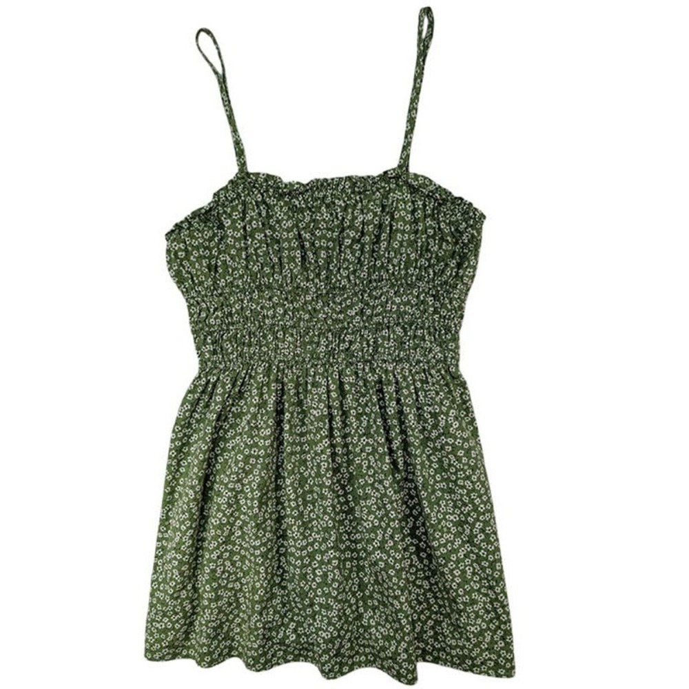 Wild Fable Linen Babydoll Mini Dress Womens M Green Fairy Coquette Soft Girl